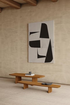 Ensemble de deux tables basses Peana, banc en bois teinté rouge par Joel Escalona
