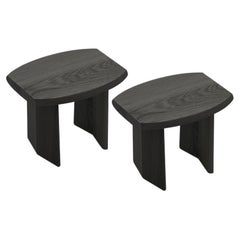 Set of Two Peana Side Table, Night Stand in Black Tinted Wood by Joel Escalona