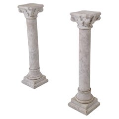 Set of two Pedestals in White Marble, 19th Century