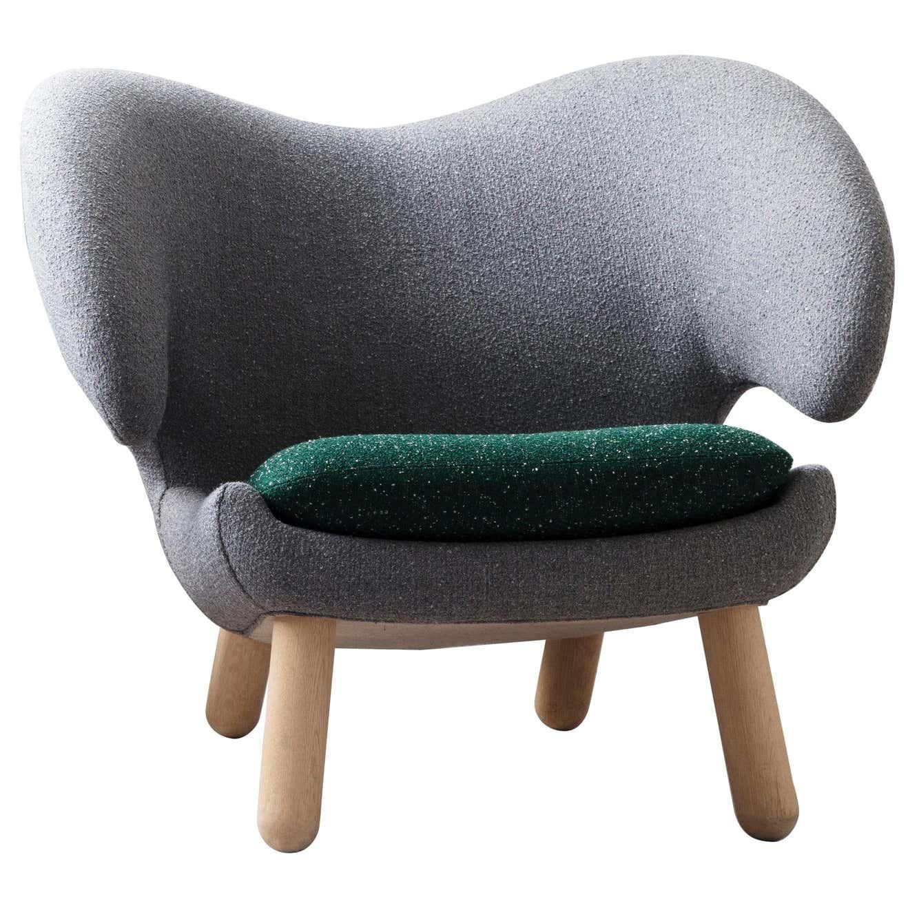 Modern Set of Two Pelican Chairs in Fabric and Wood by Finn Juhl