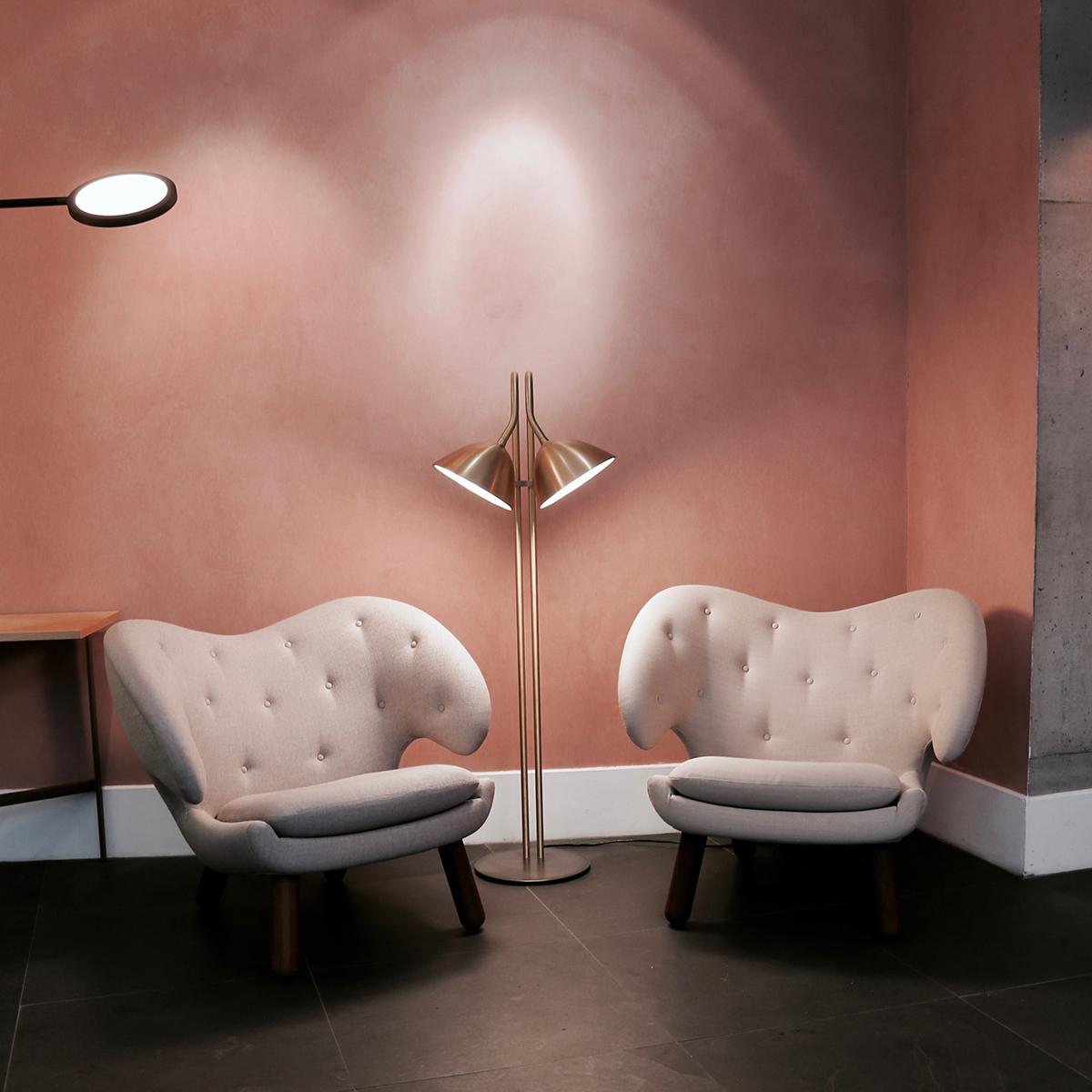 Set of Two Pelican Chairs in Garnet Kvadrat Remix and Wood by Finn Juhl 5