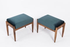 Set of Two Petrol Blue Vintage Stools, Edmund Homa, 1960s