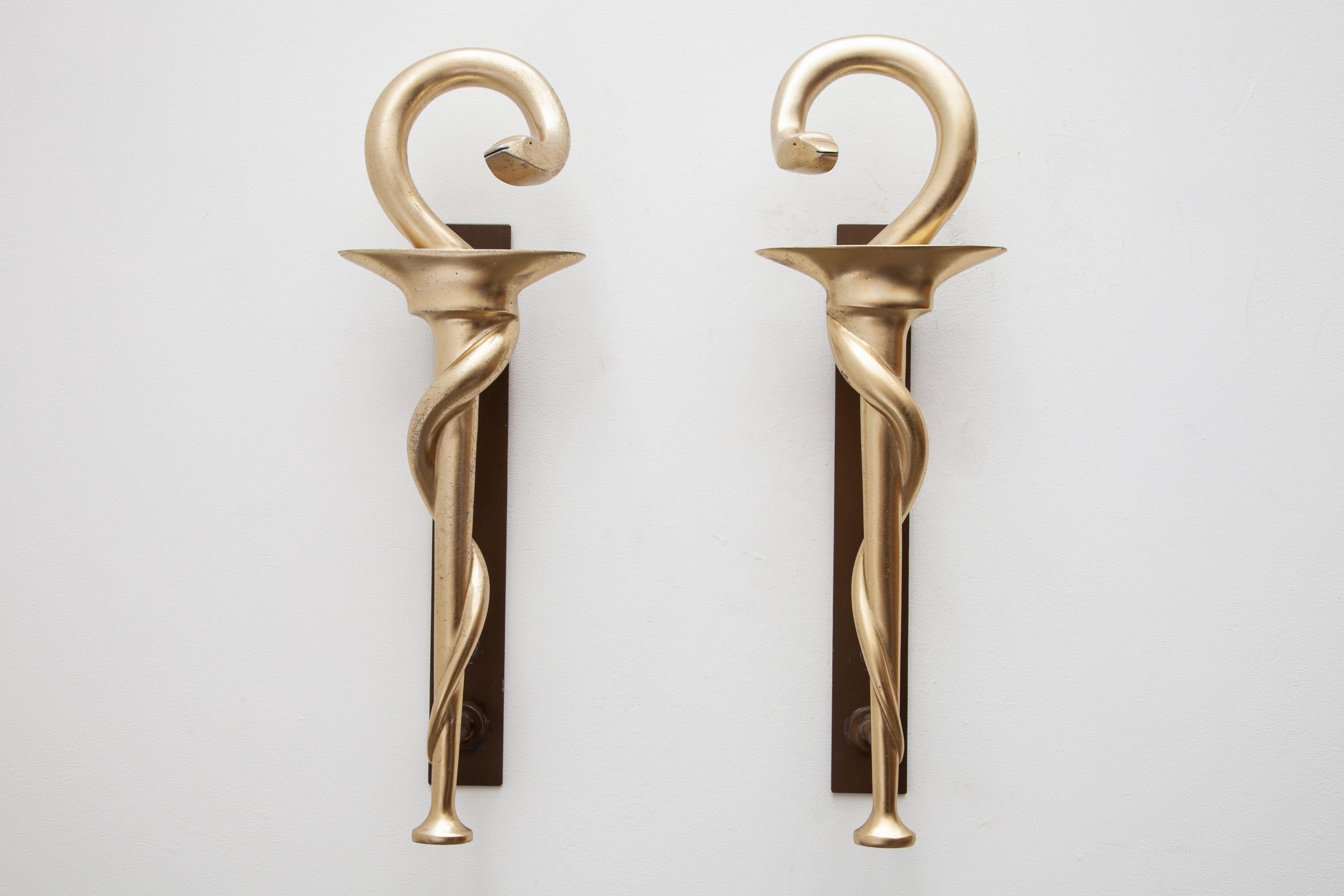 French Set of Two Pharmacy Icon with Caduceus Symbol Door Handles for Apothecary, 1970s