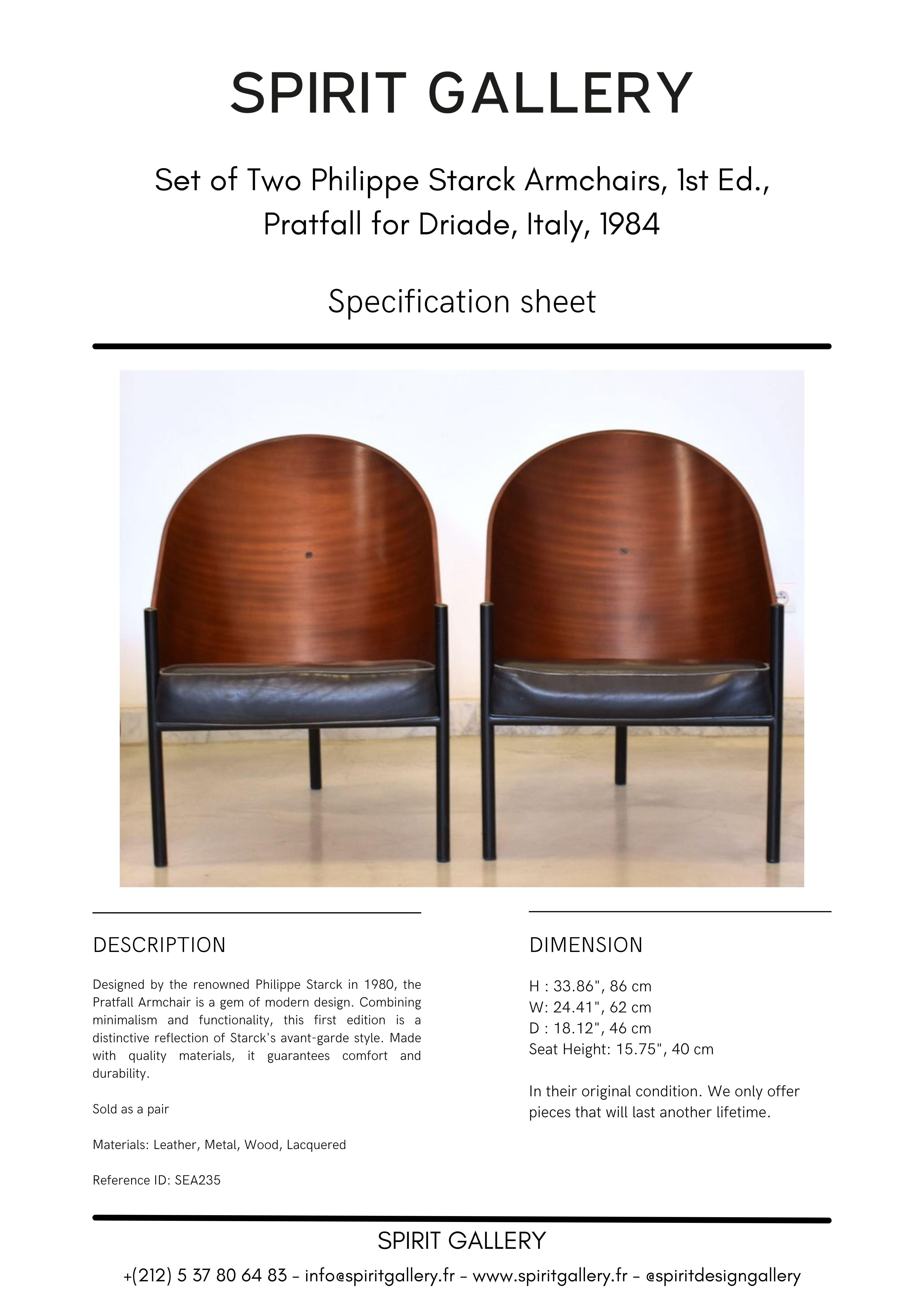 Set of Two Philippe Starck Armchairs, 1st Ed., Pratfall for Driade, Italy, 1984 For Sale 5