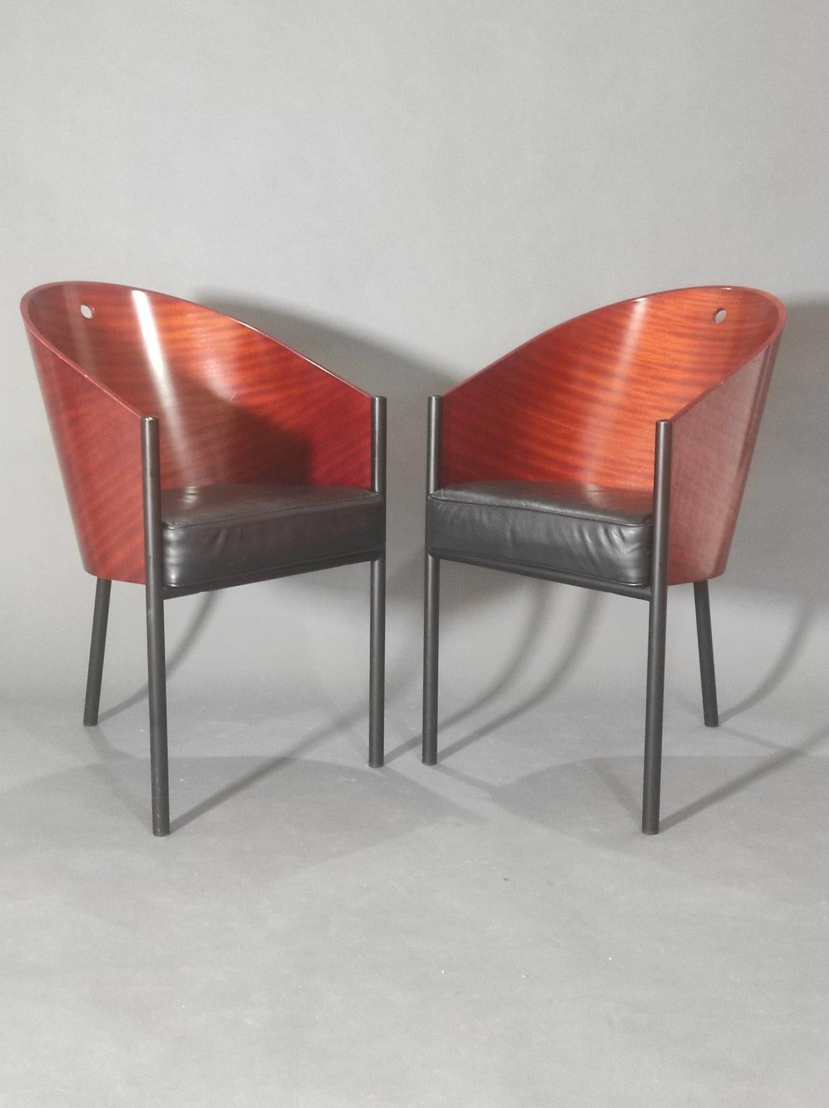 Metallo Set di due sedie Caffee Costes di Philippe Starck per ALEPH Driade, anni '80 in vendita