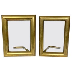 Set of Two Picture Frame in Brass and Glass Tommaso Barbi Style, Italy, 1960s