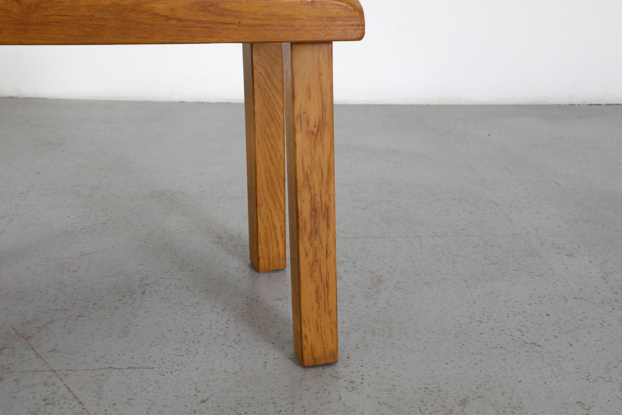 Set of Two Pierre Chapo Inspired Blonde Oak Brutalist Nesting Tables For Sale 11