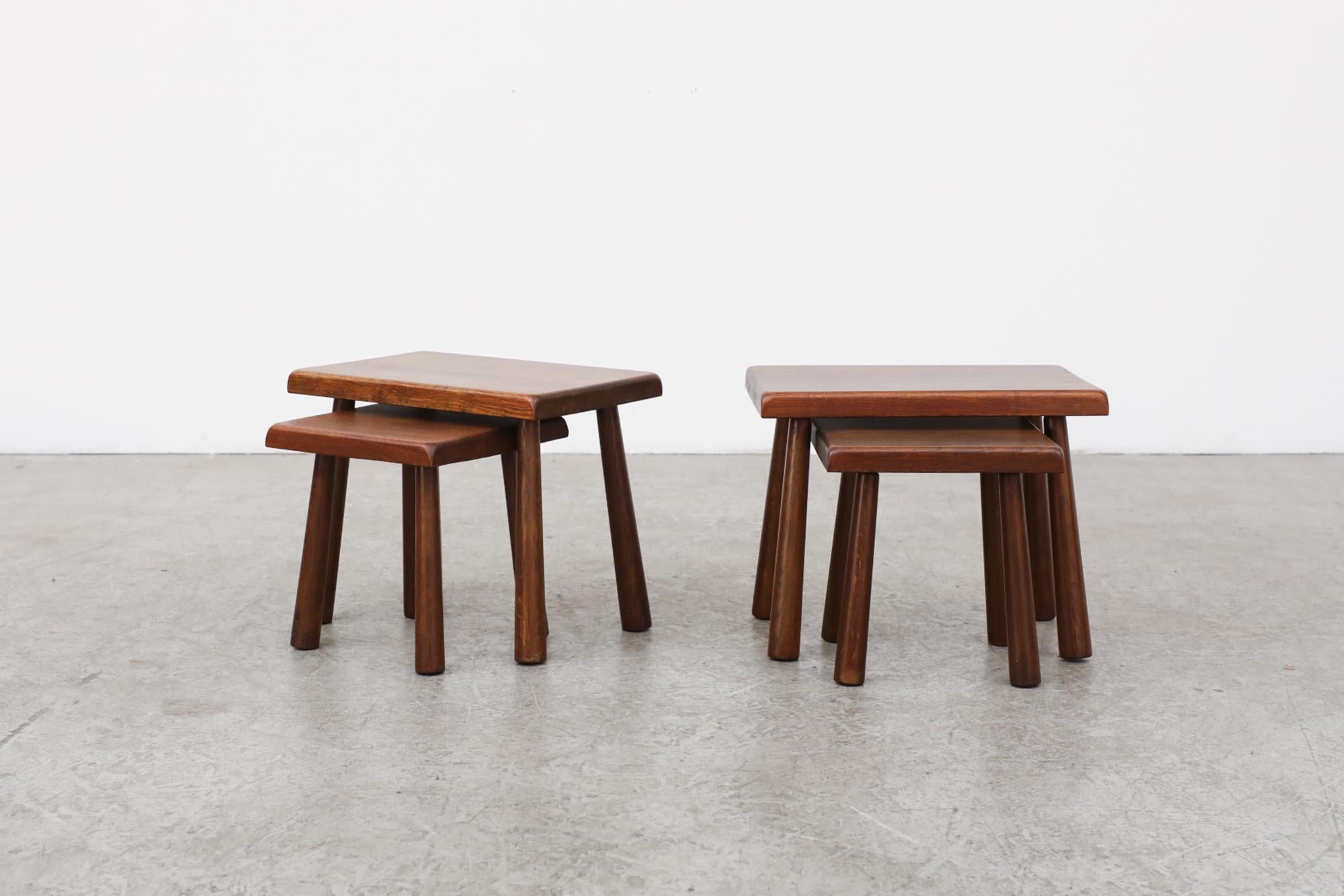 Wood Set of Two Pierre Chapo Inspired Nesting Tables