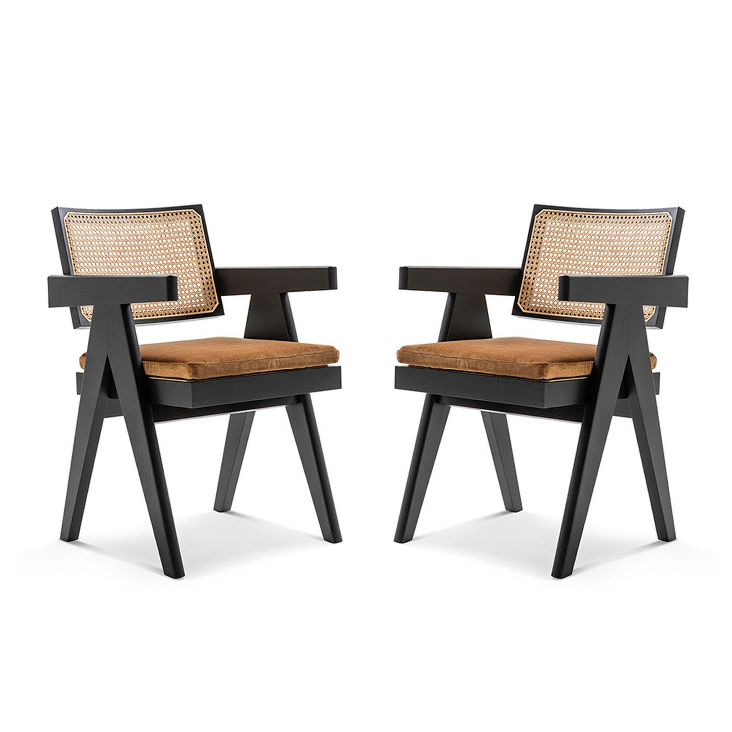 Mid-Century Modern Ensemble de deux chaises de bureau du Capitole 051 de Pierre Jeanneret pour Cassina en vente