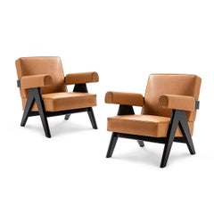 Set of Two Pierre Jeanneret 053 Capitol Complex Armchairs by Cassina