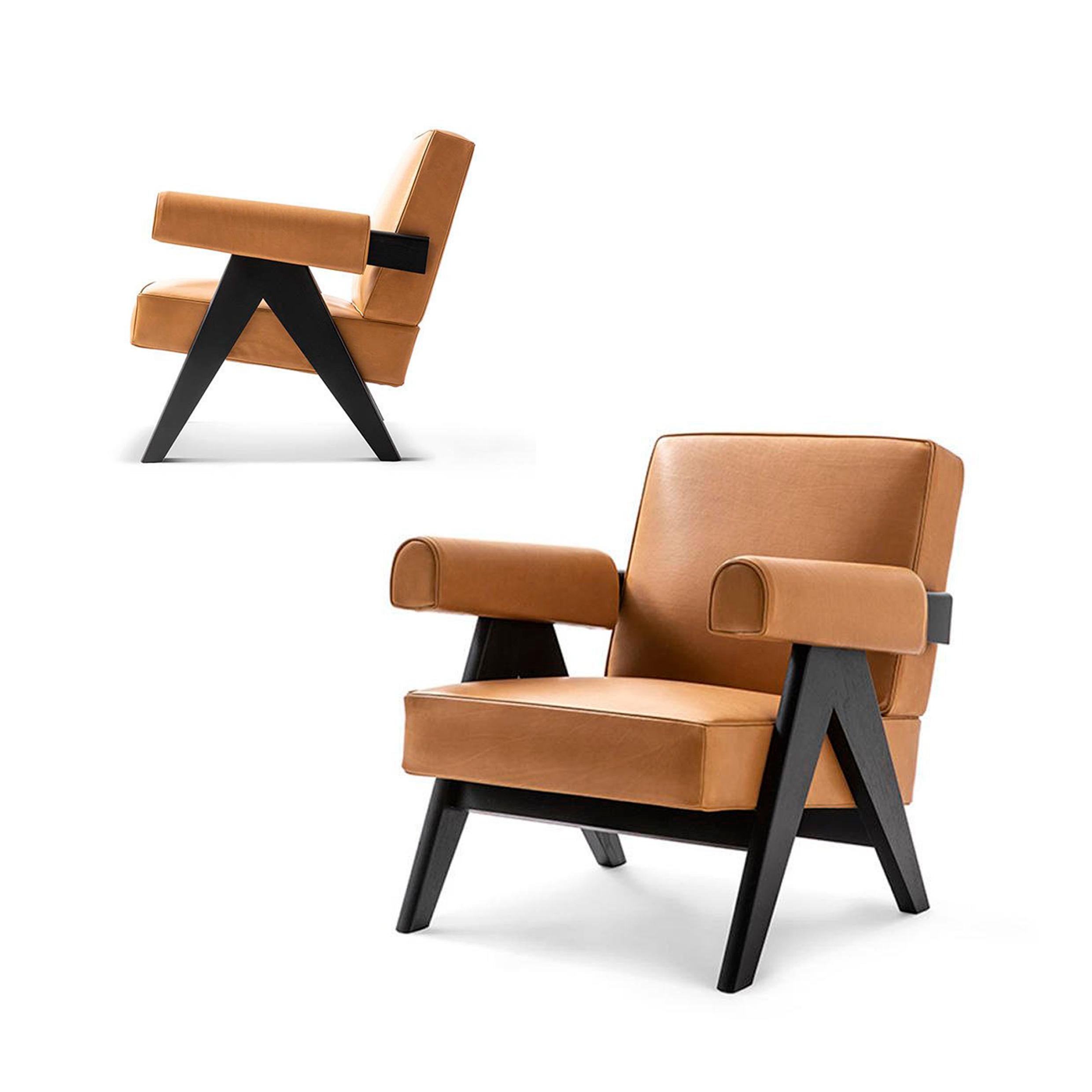 Mid-Century Modern Set of Two Pierre Jeanneret 053 Capitol Complex Armchairs by Cassina For Sale