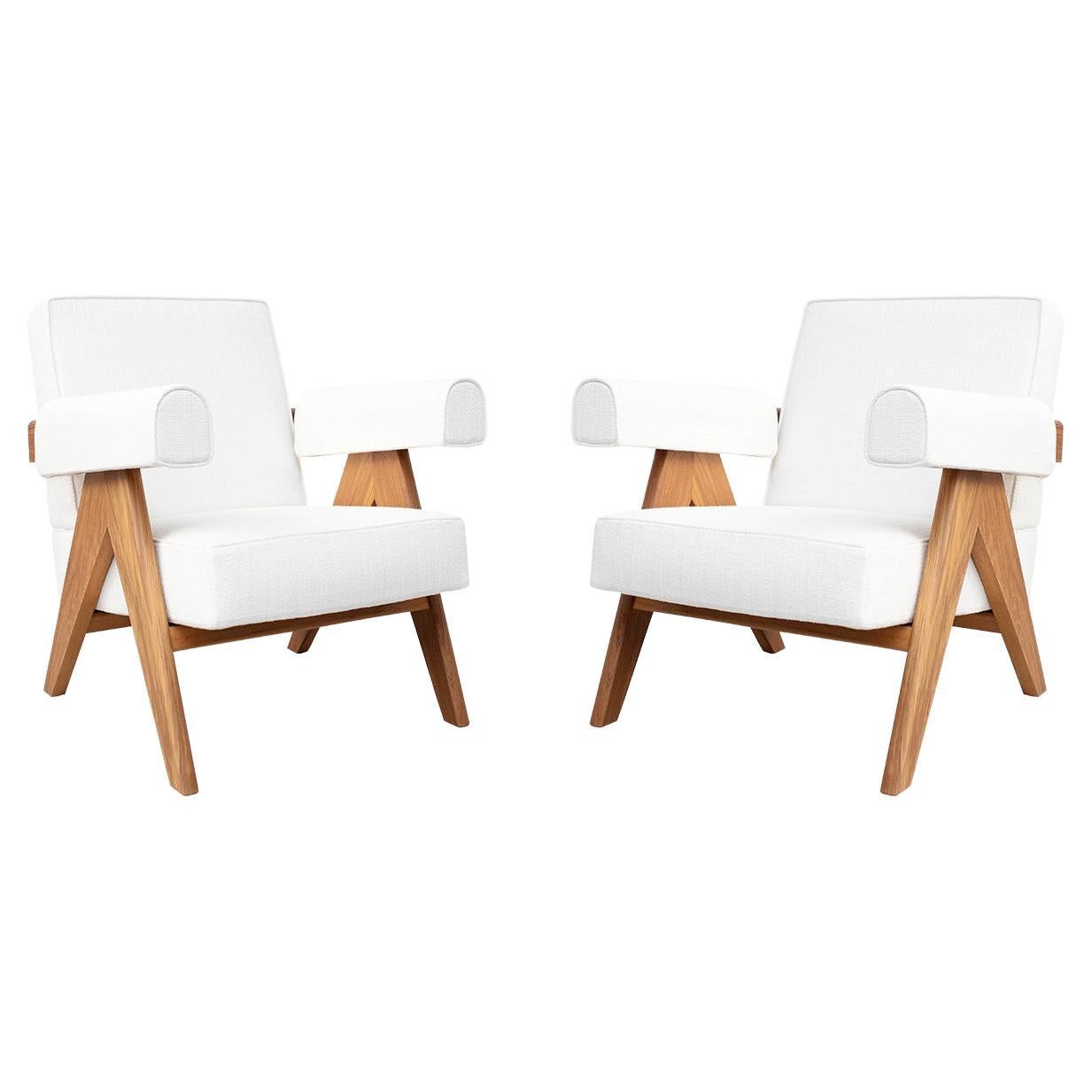 Set of Two Pierre Jeanneret 053 Capitol Complex Armchairs by Cassina For Sale