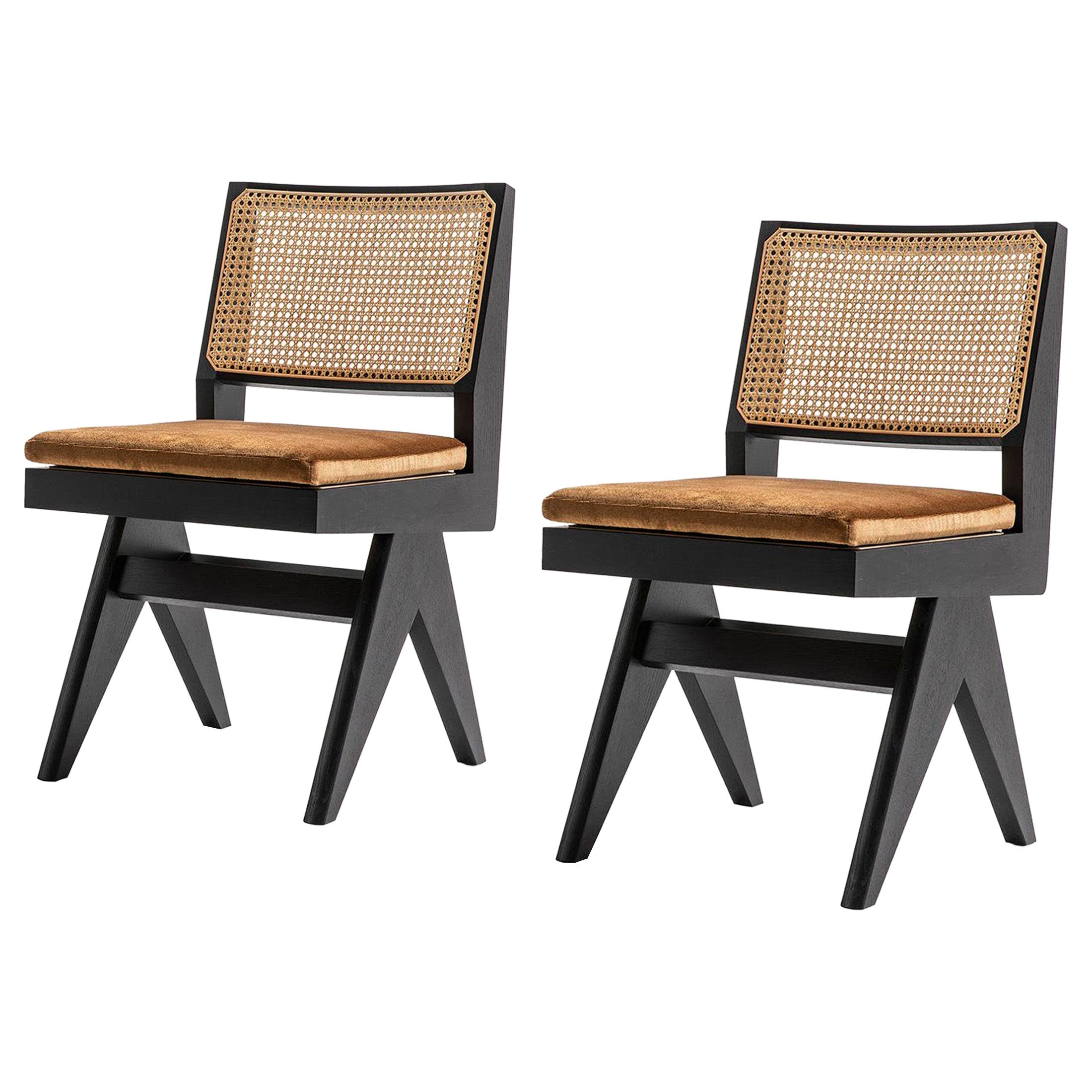 Set of Two Pierre Jeanneret 055 Capitol Complex Chair by Cassina For Sale