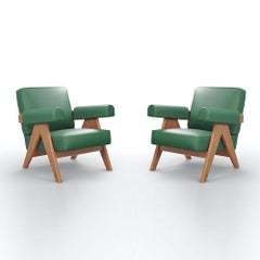 Set of Two Pierre Jeanneret Capitol Complex Armchairs by Cassina
