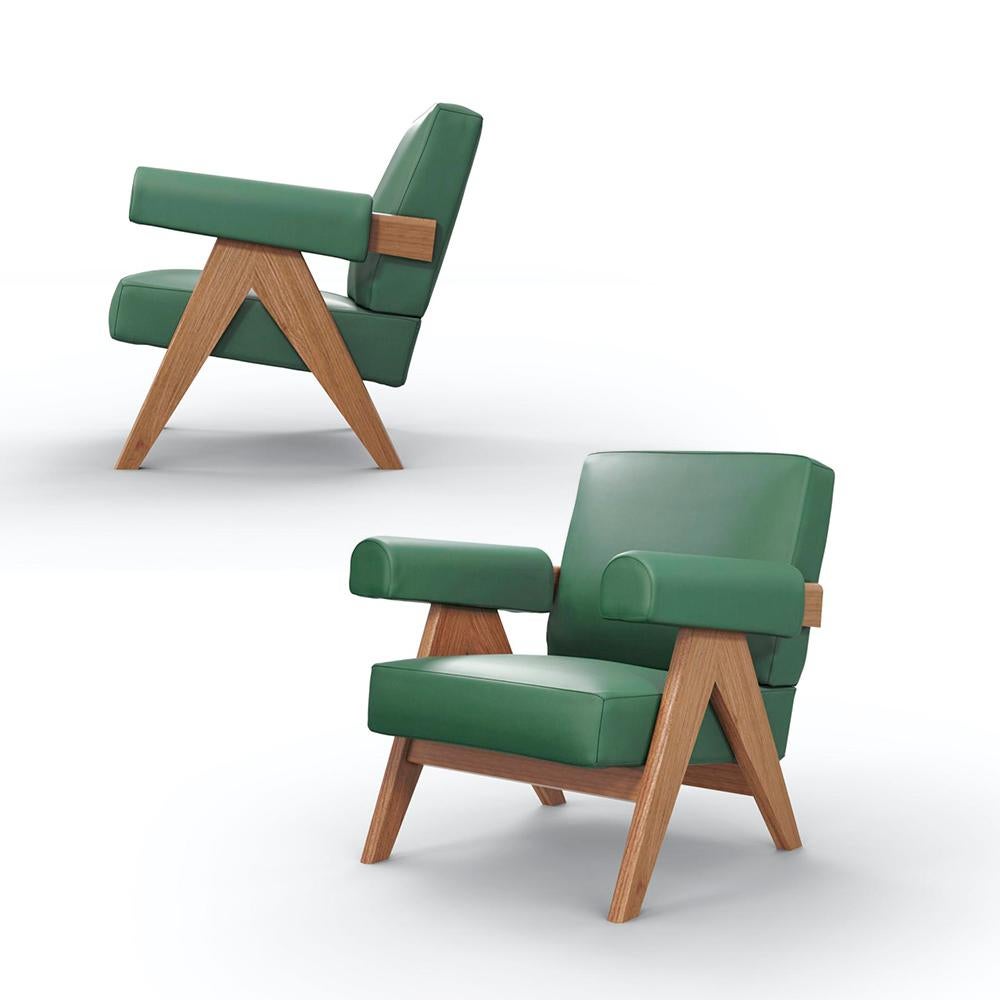 Mid-Century Modern Set of Two Pierre Jeanneret Capitol Complex Armchairs by Cassina For Sale