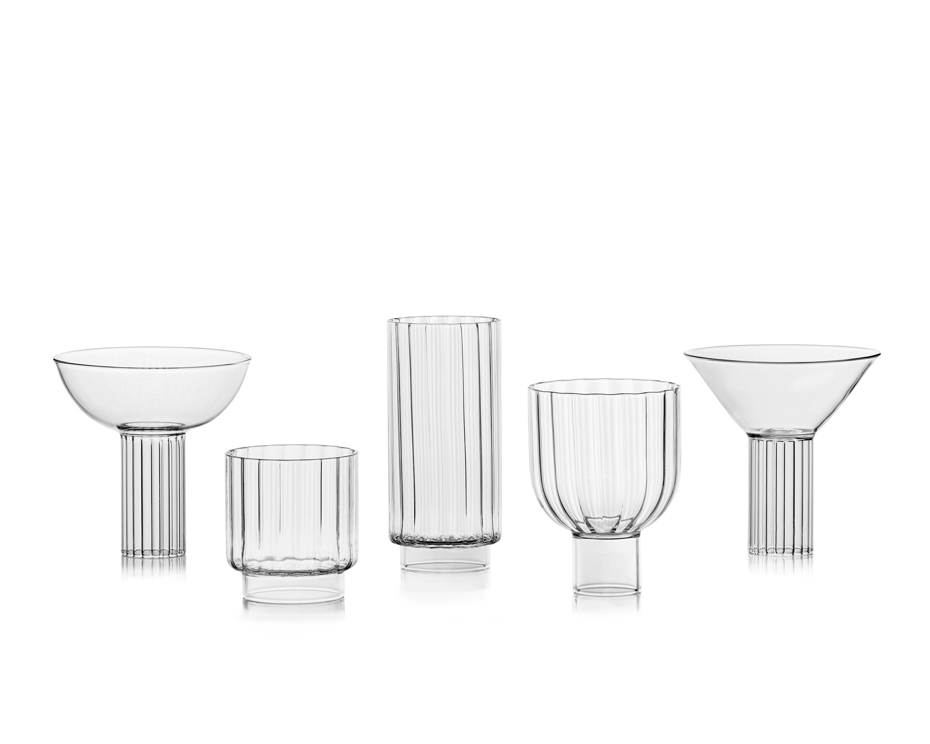 Art déco Set de deux verres à pied en verre par Agustina Bottoni - Fait à la main en Italie en vente