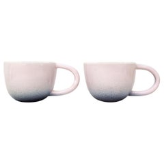 Set of Two Pink and Indigo Ceramic Mugs by Carol Joo Lee