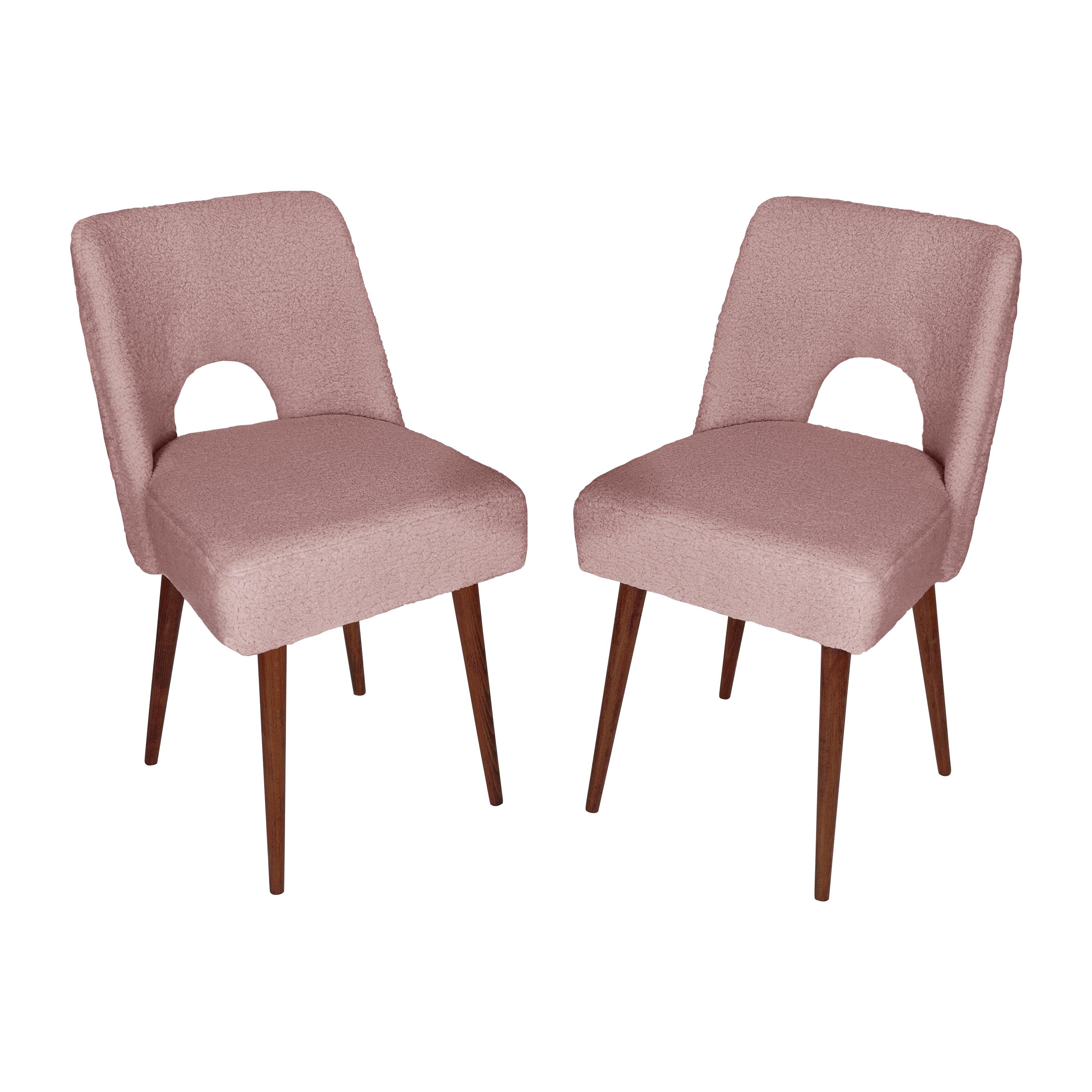 Set of Two Pink Boucle 'Shell' Chairs, 1960s For Sale