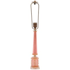Set of Two Pink Hollywood Regency Table Lamps Designed by Barovier & Toso, 1950s