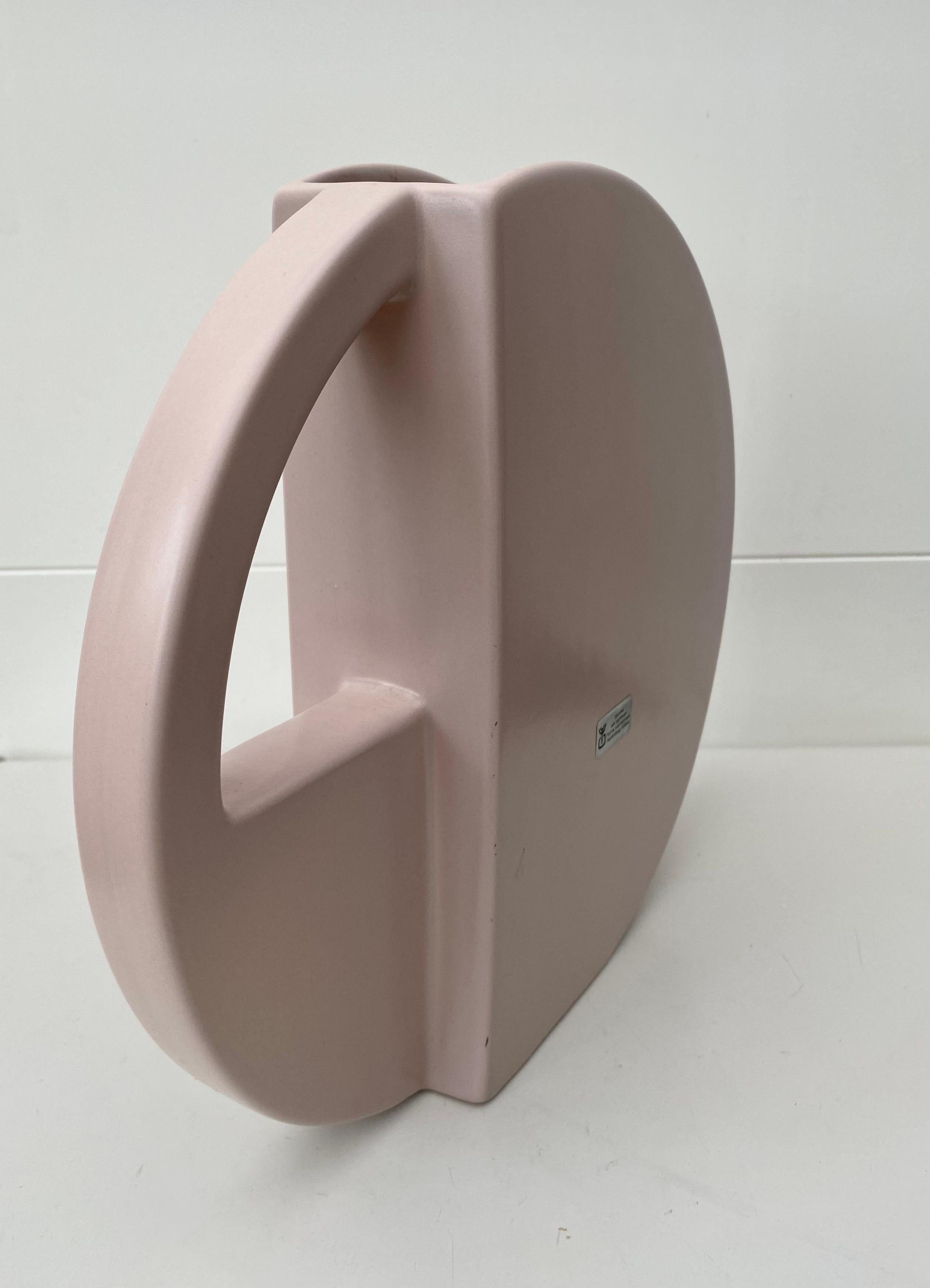 Post-Modern Set of Two Pink Post Modern Vases by Dorothe van Agthoven for Flora Keramiek For Sale