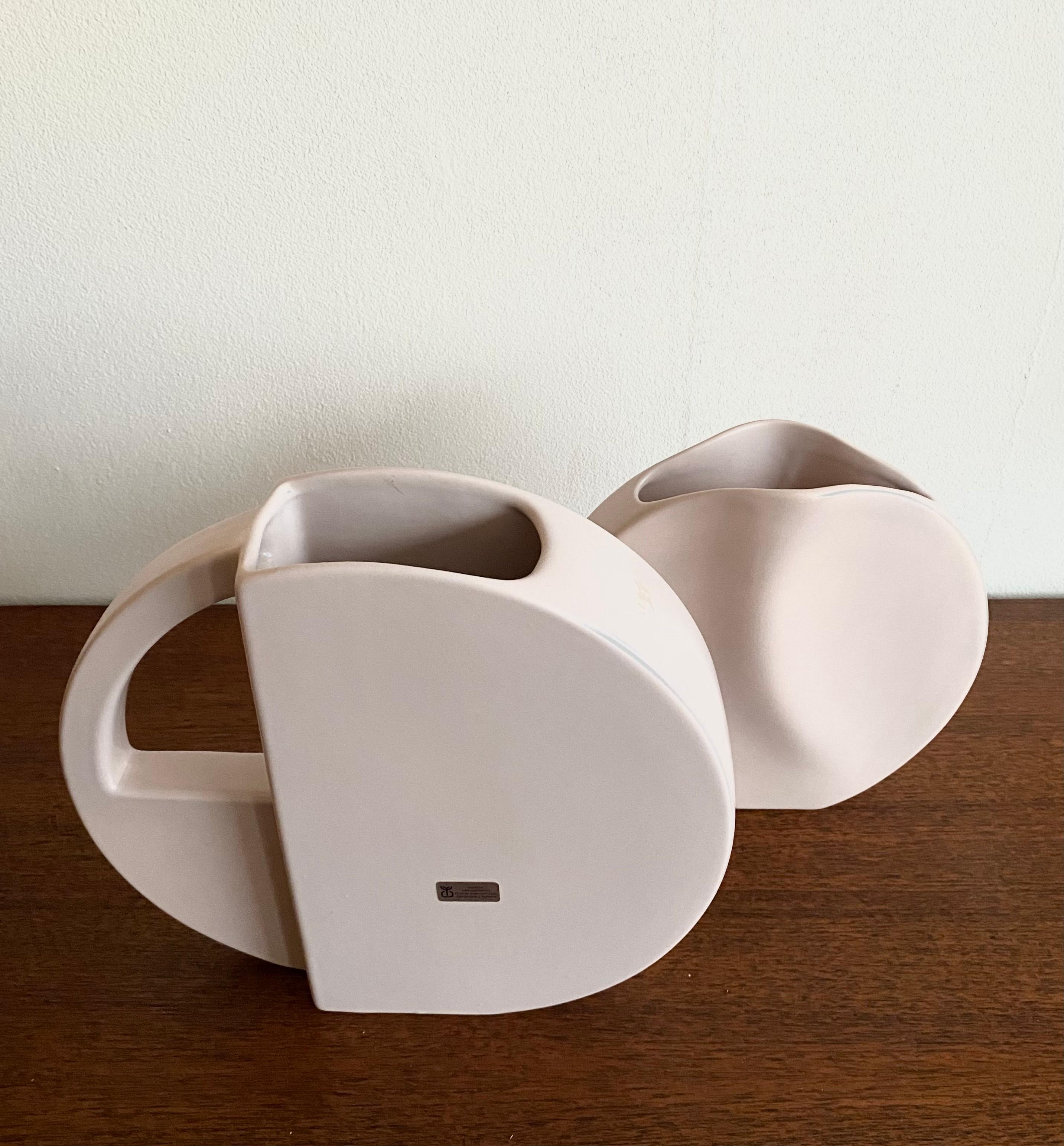 20th Century Set of Two Pink Post Modern Vases by Dorothe van Agthoven for Flora Keramiek For Sale