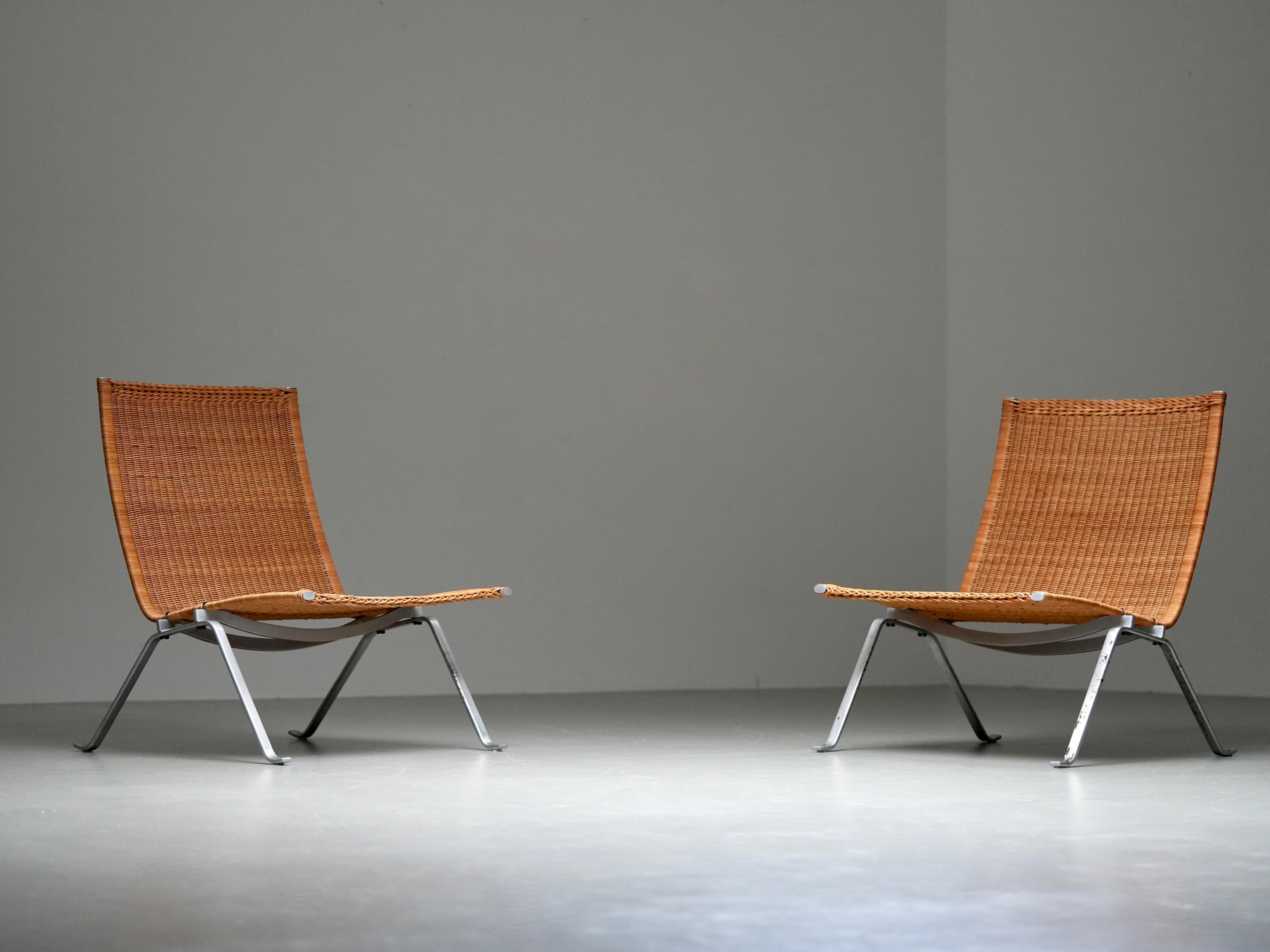 Set of 2 PK 22 Chairs by Poul Kjaerholm for E. Kold Christensen, Denmark, 1955 For Sale 4