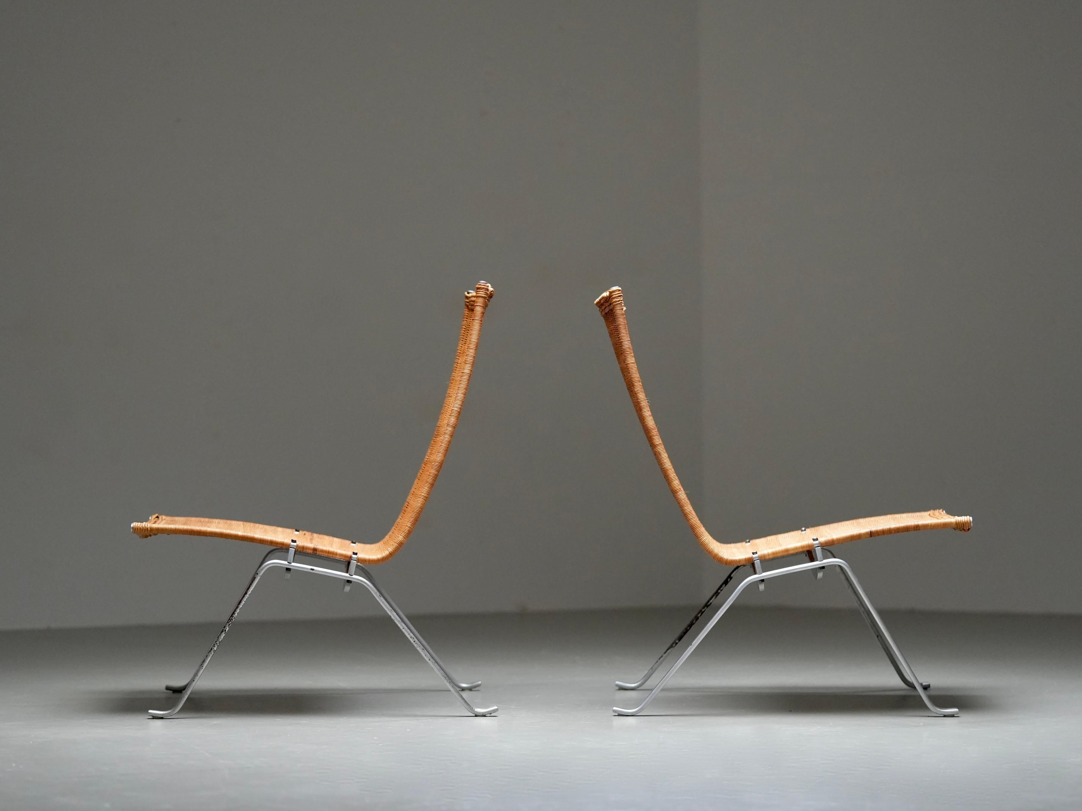 Set of 2 PK 22 Chairs by Poul Kjaerholm for E. Kold Christensen, Denmark, 1955 In Good Condition For Sale In Uithoorn, NL