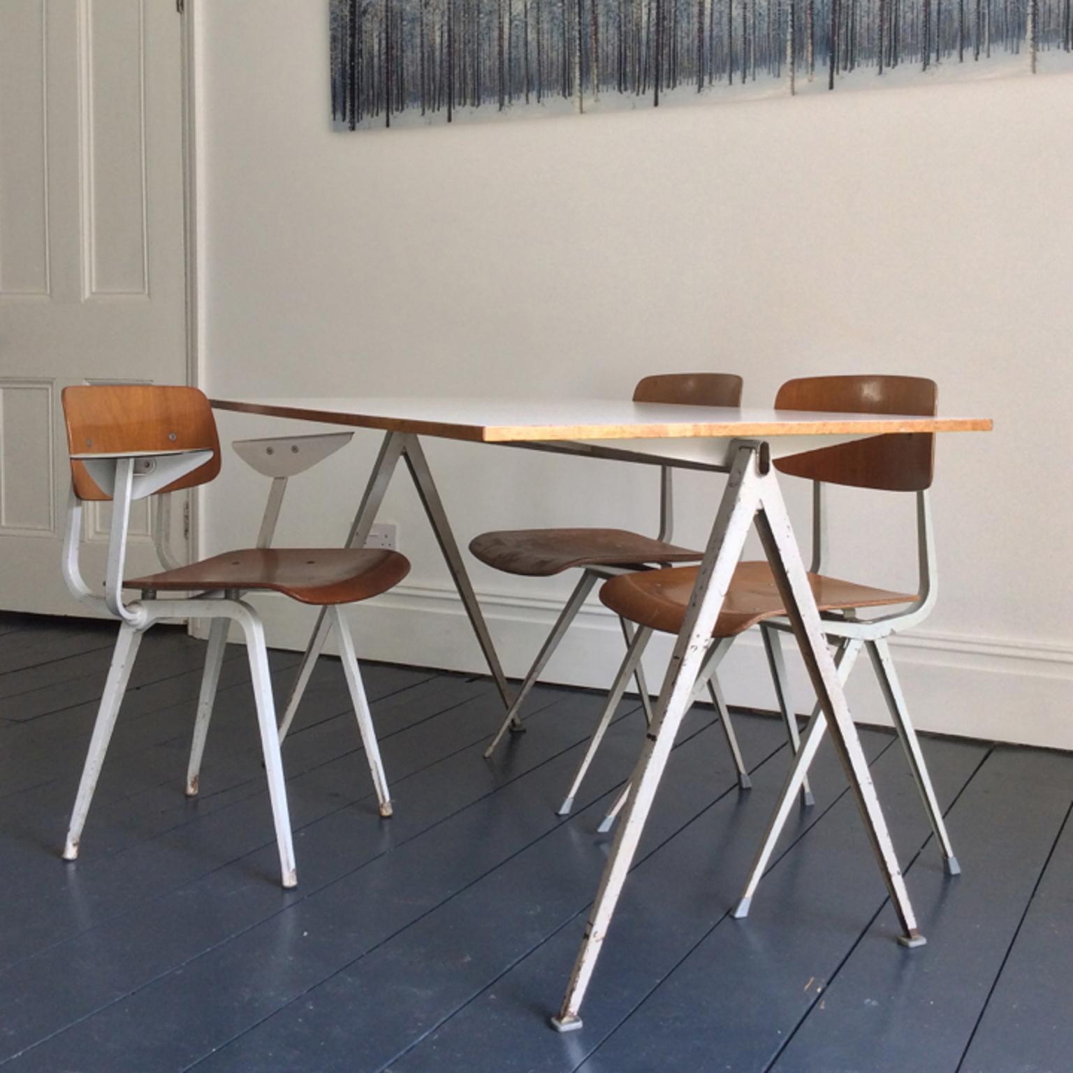 Set of Two Plywood Revolt Chairs with White Arms, by Friso Kramer, Netherlands 6