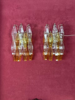 Set of two "Poliedri" Murano glass Wall Lamps attributed to Venini, 1950s