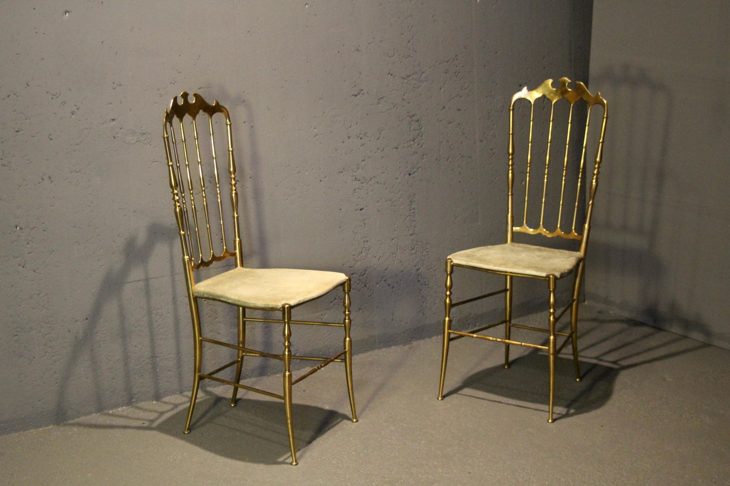 Set of Two Polished Brass Chiavari Chairs , the fabric must be change