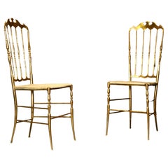 Vintage Set of Two Polished Brass Chiavari Chairs