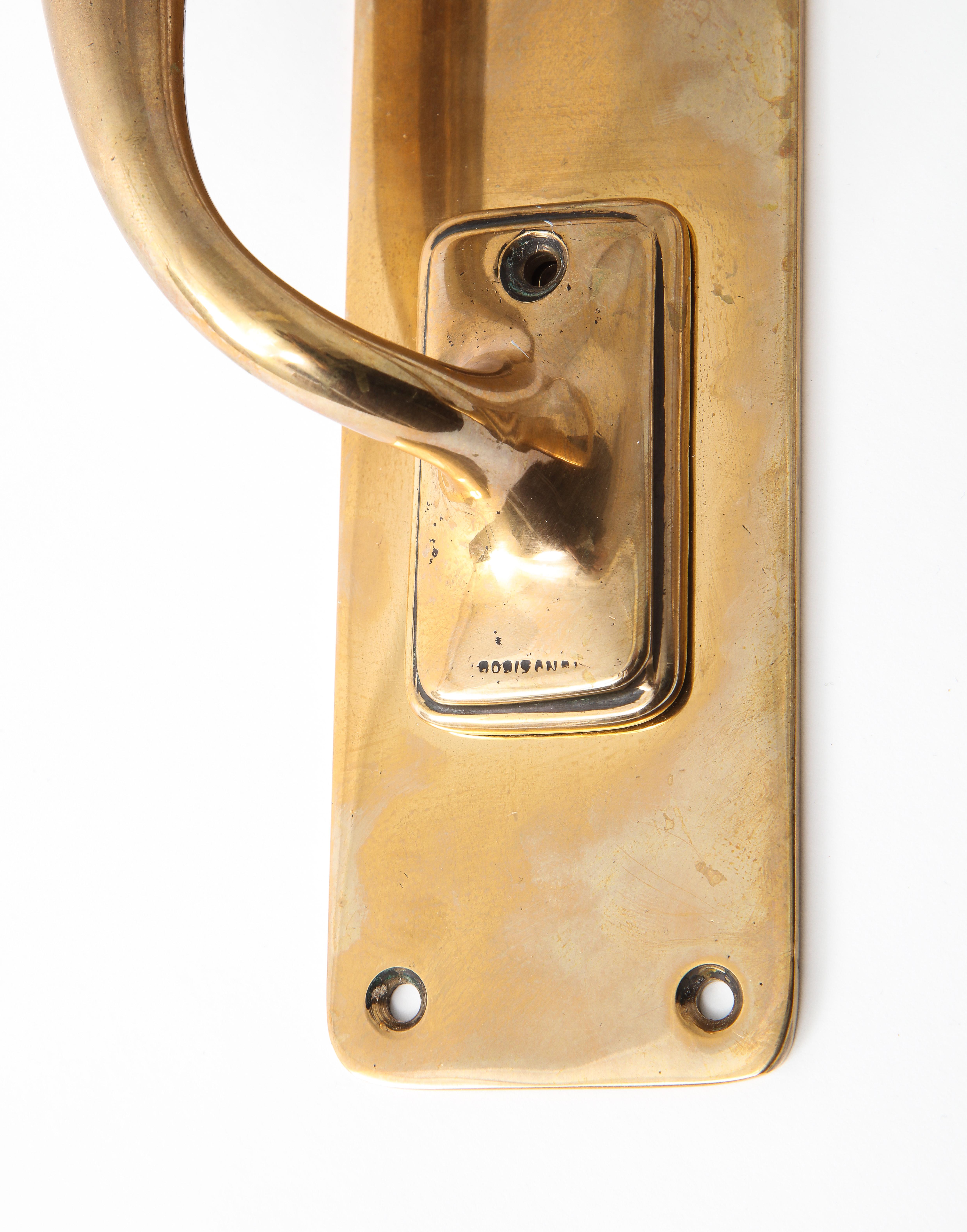 Set of Two Polished Bronze Vintage English Door Pulls 3