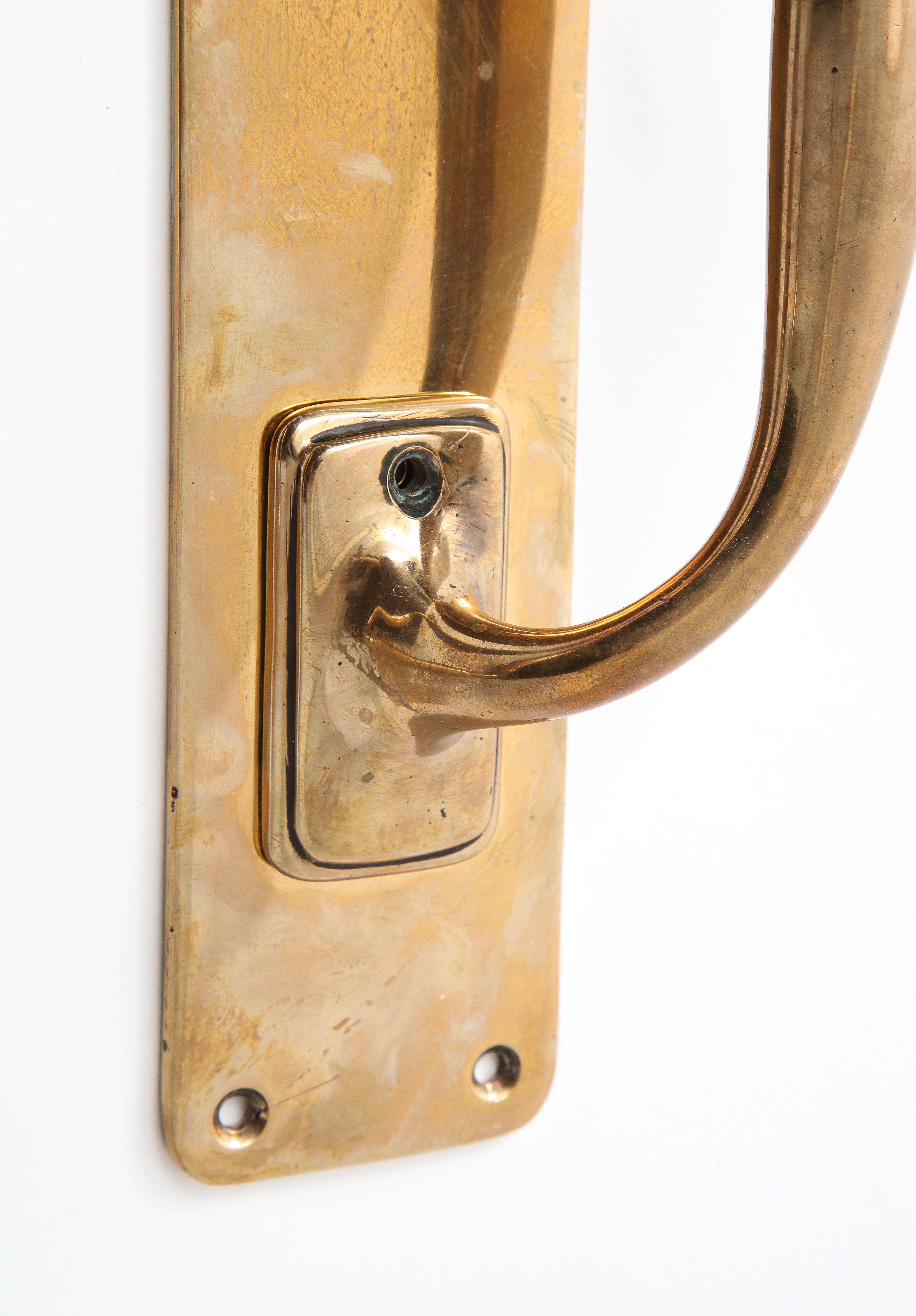 Set of Two Polished Bronze Vintage English Door Pulls 4