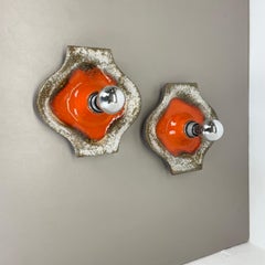Set of Two POP ART Ceramic Fat Lava Wall Lights by Hustadt Lights Germany 1970s