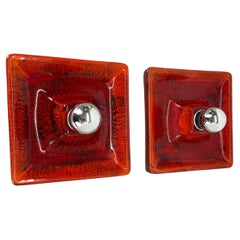 Set of Two POP ART Ceramic Fat Lava Wall Lights by Hustadt Lights Germany 1970s