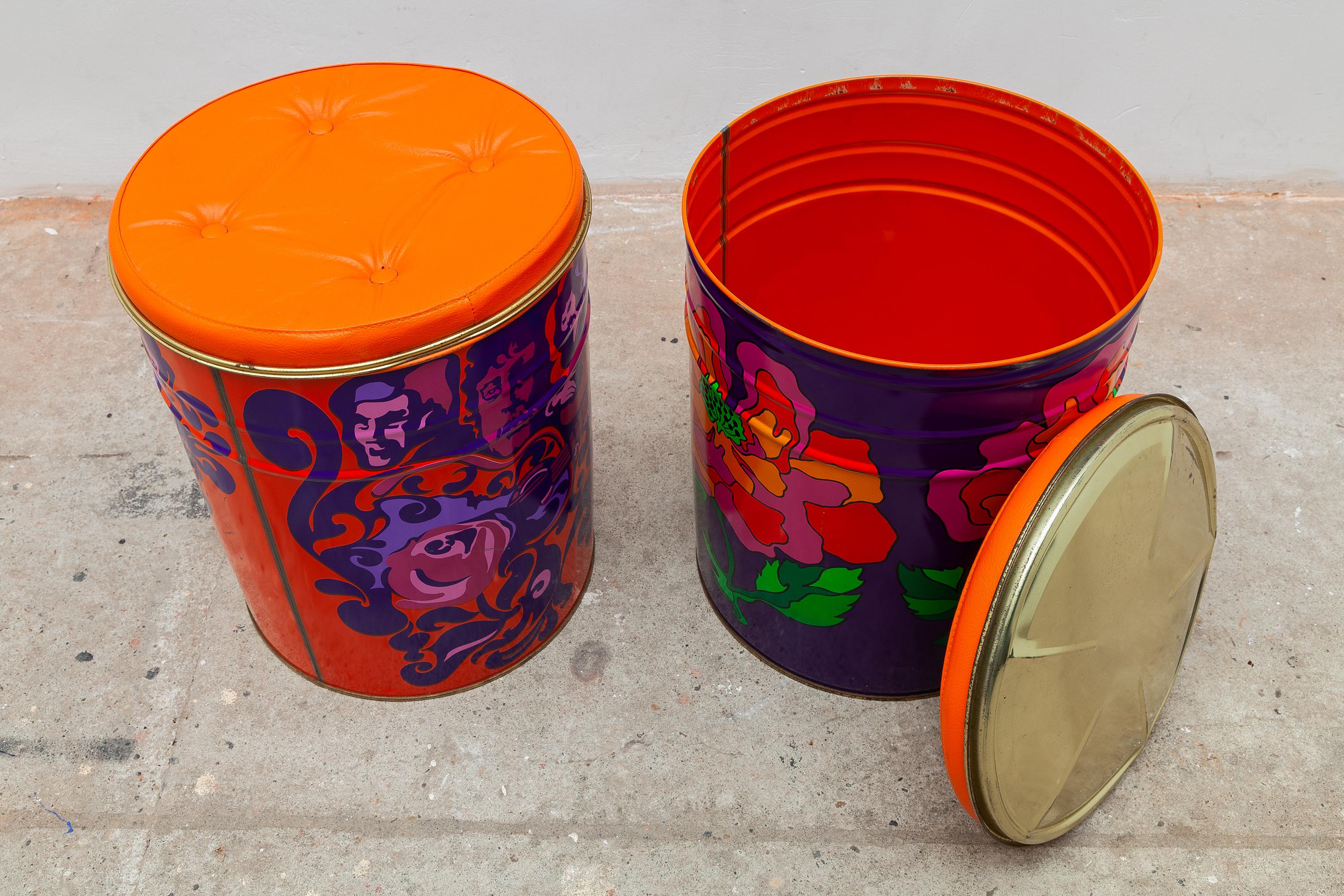 Molded Set of Two Pop-Art, Flower Power Stools, 1960s For Sale