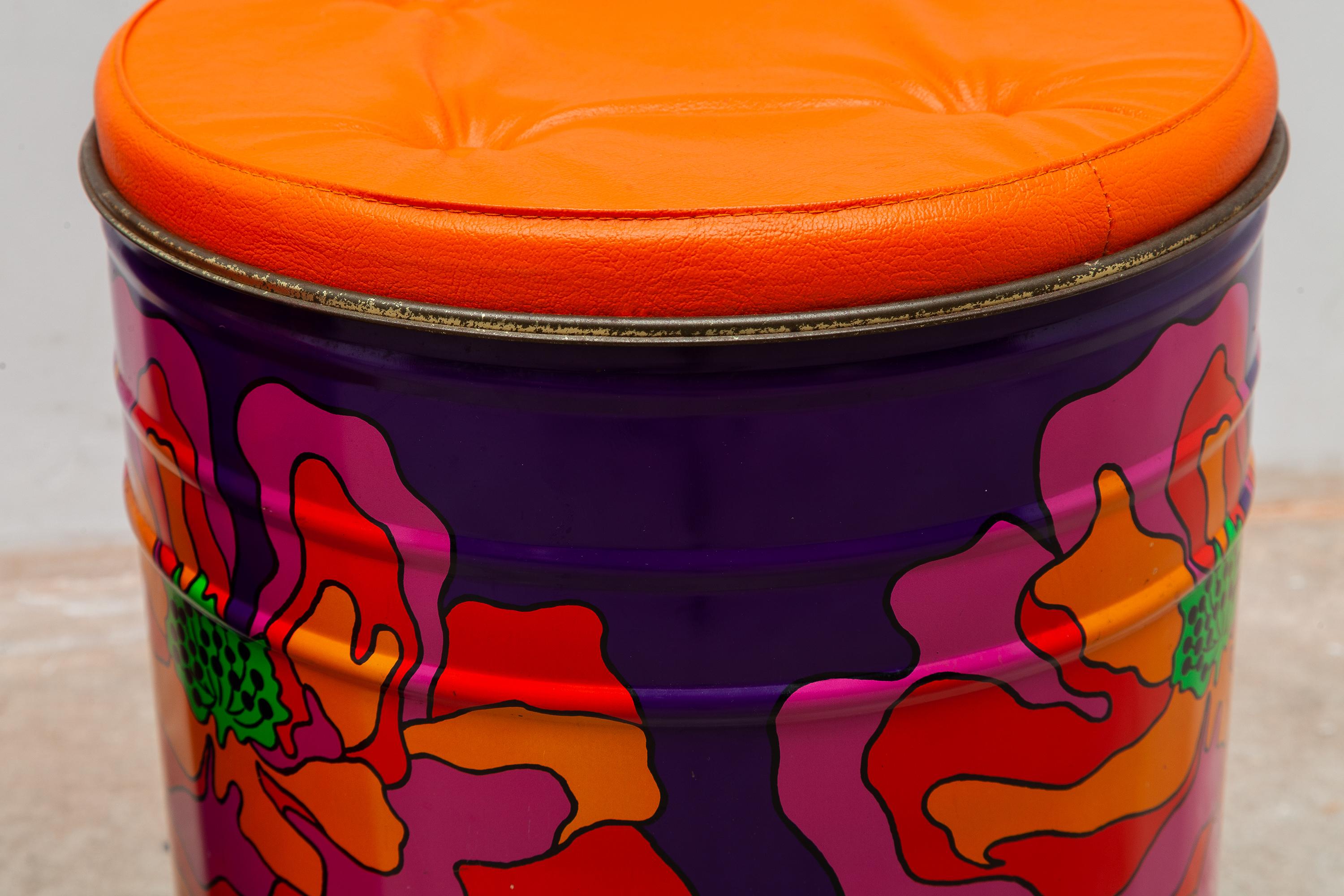 Metal Set of Two Pop-Art, Flower Power Stools, 1960s For Sale