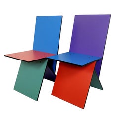 Satz von zwei postmodernen Vilbert-Stühlen:: entworfen von Verner Panton für Ikea