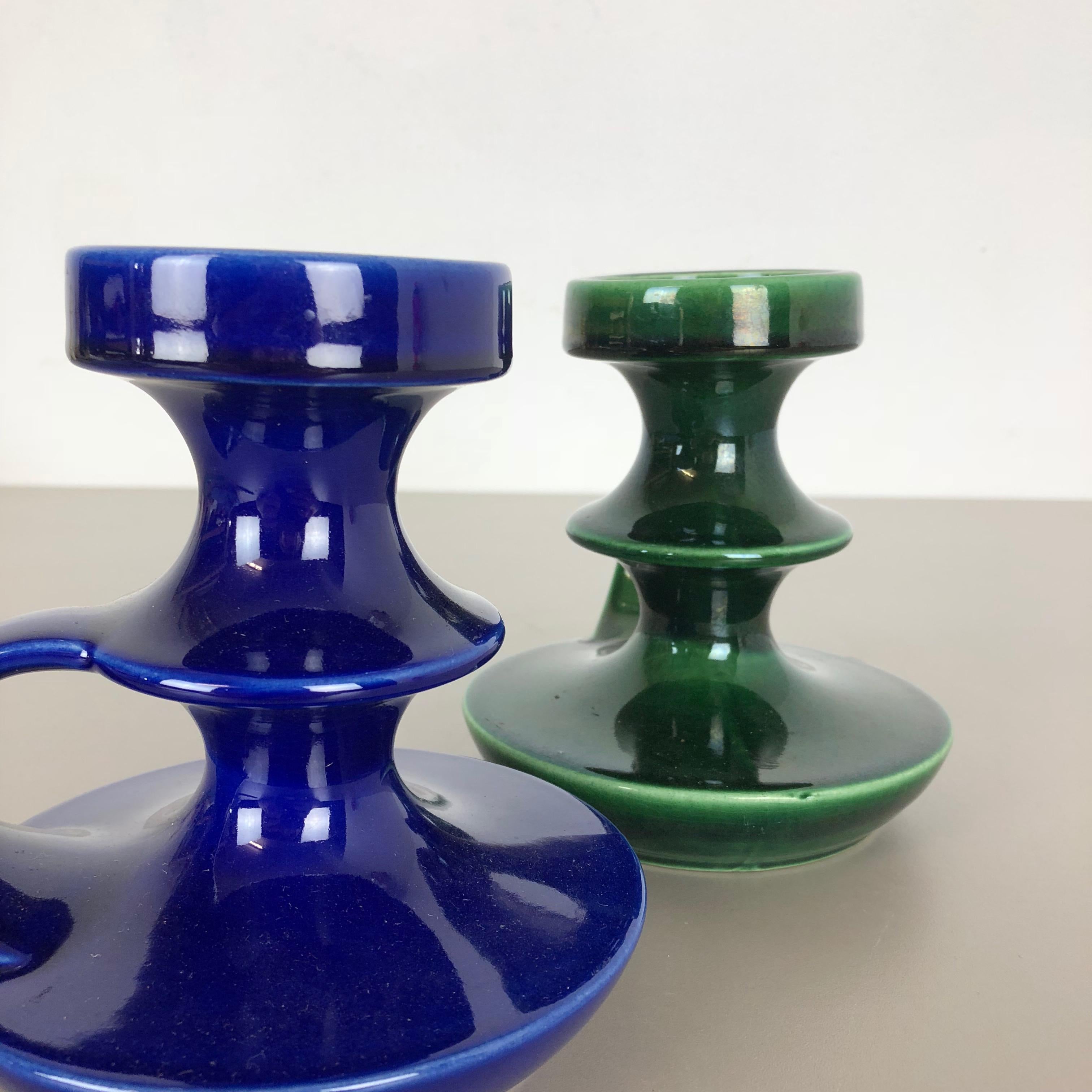 Set of Two Pottery Candleholder by Cari Zalloni for Steuler, Germany, 1970s 10