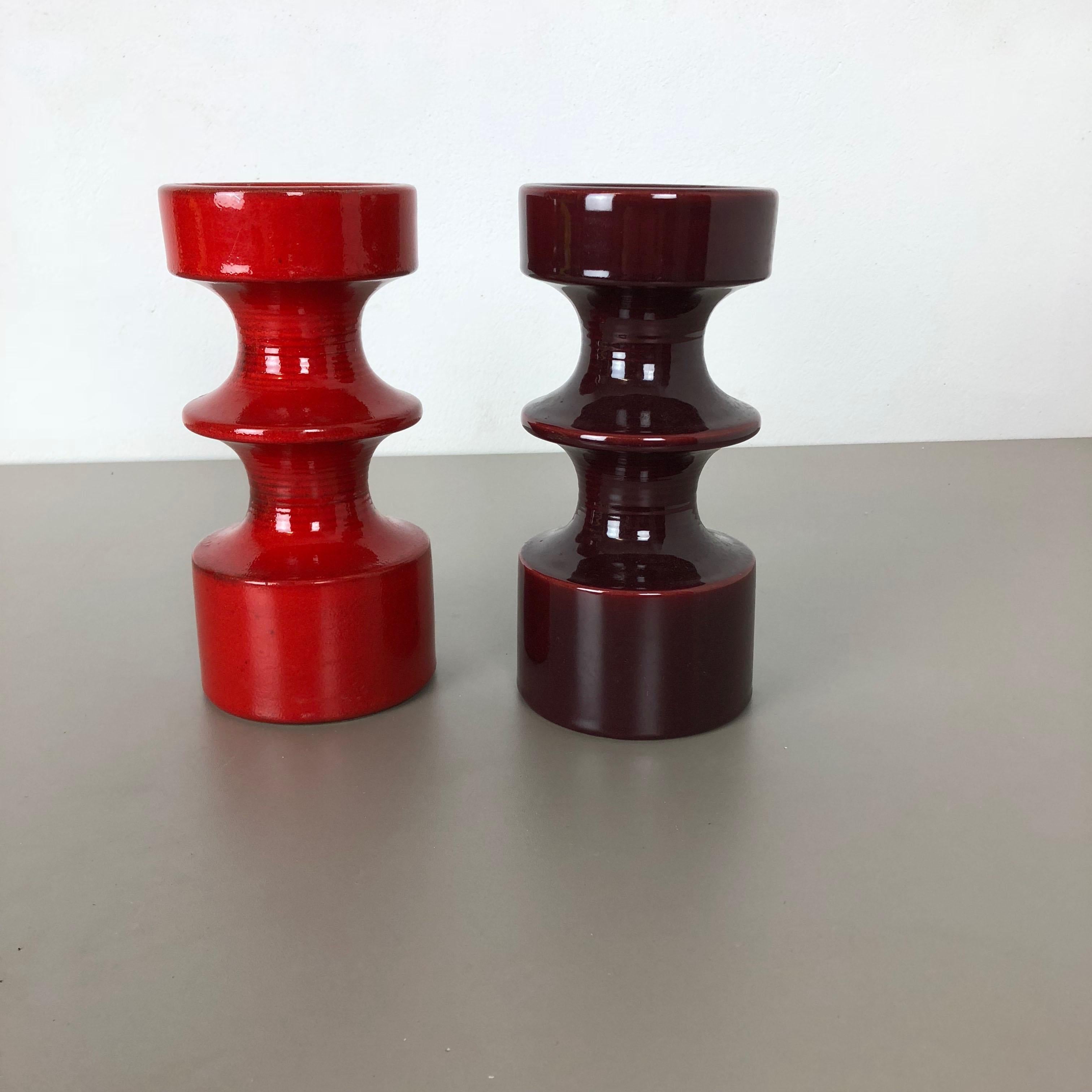 Article:

Set of two ceramic candleholder elements

Model: 150-25


Producer:

Steuler, Germany


Design:

Cari Zalloni



Decade:

1970s


Description:

These original vintage candleholder was produced in the 1970s in