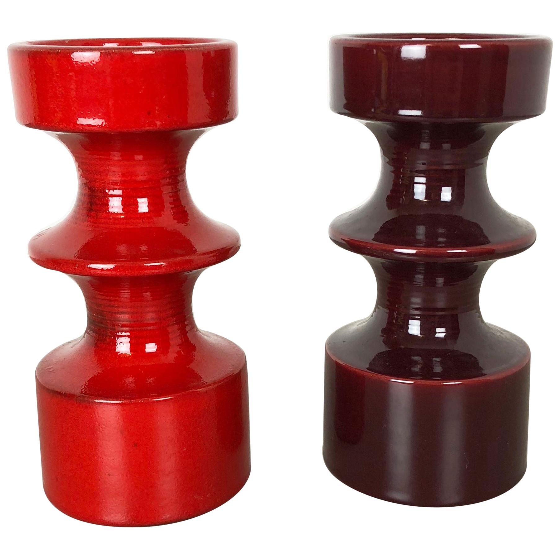 Set of Two Pottery Candleholder by Cari Zalloni for Steuler, Germany, 1970s