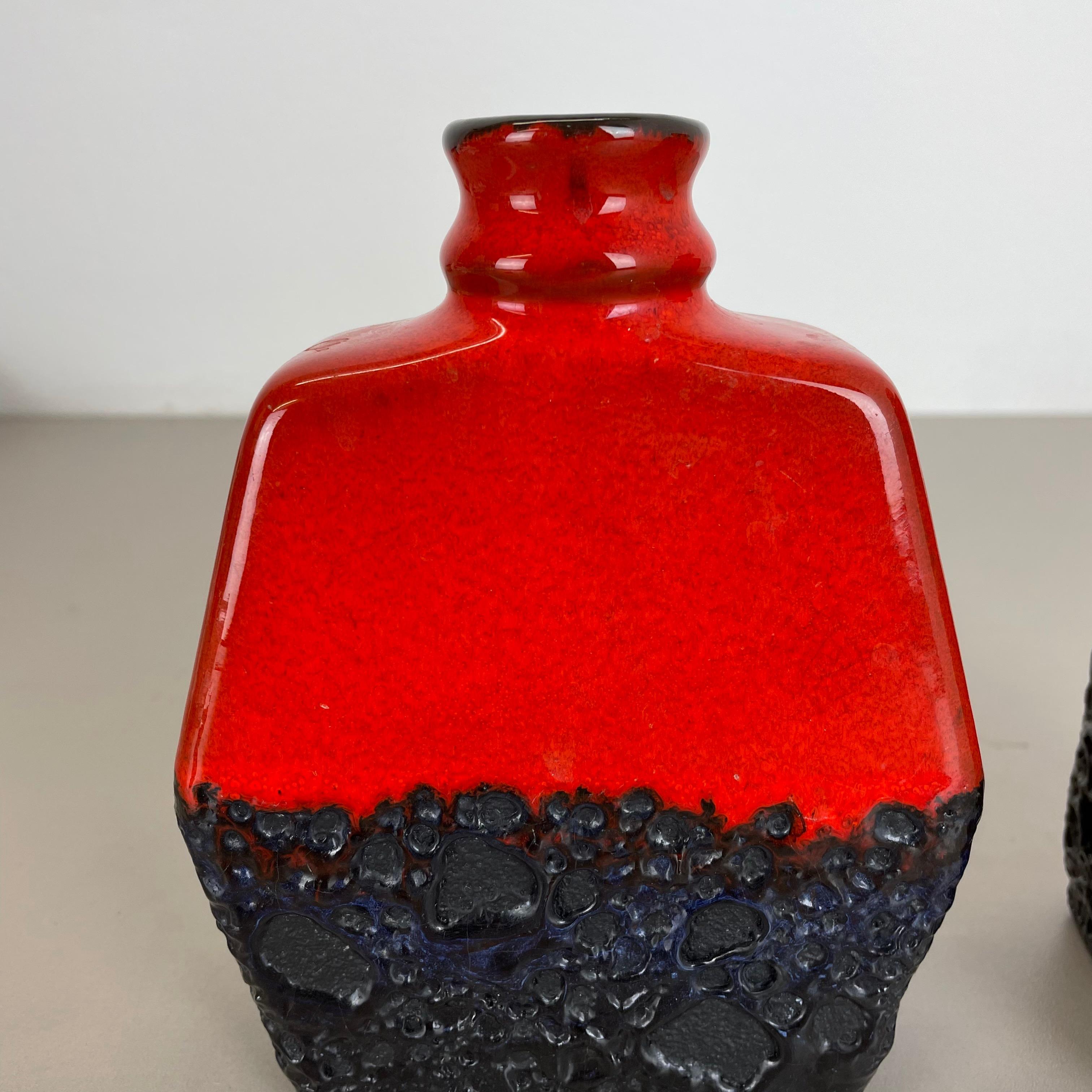 Set of Two Pottery Fat Lava Cubic Vases 