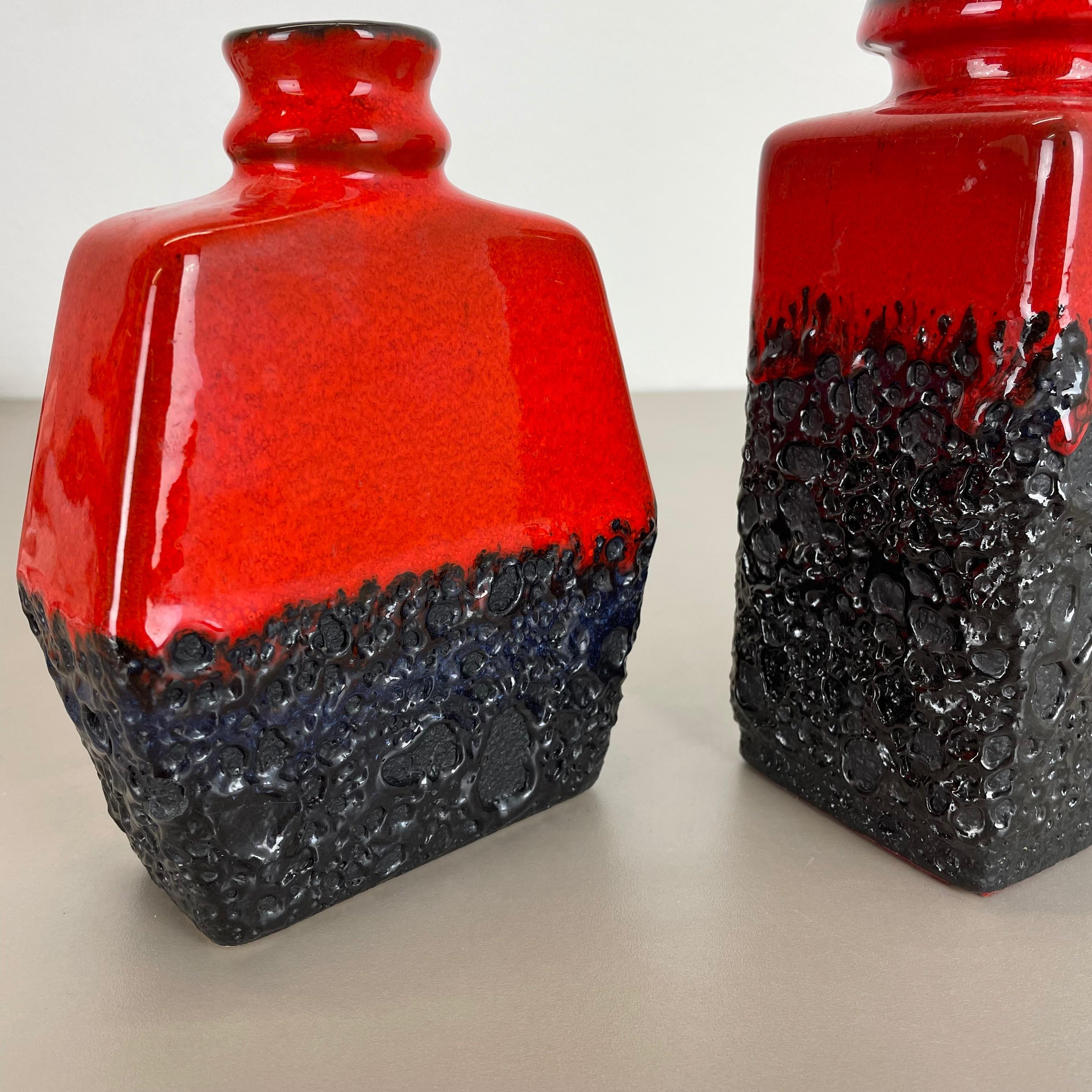 Set of Two Pottery Fat Lava Cubic Vases 