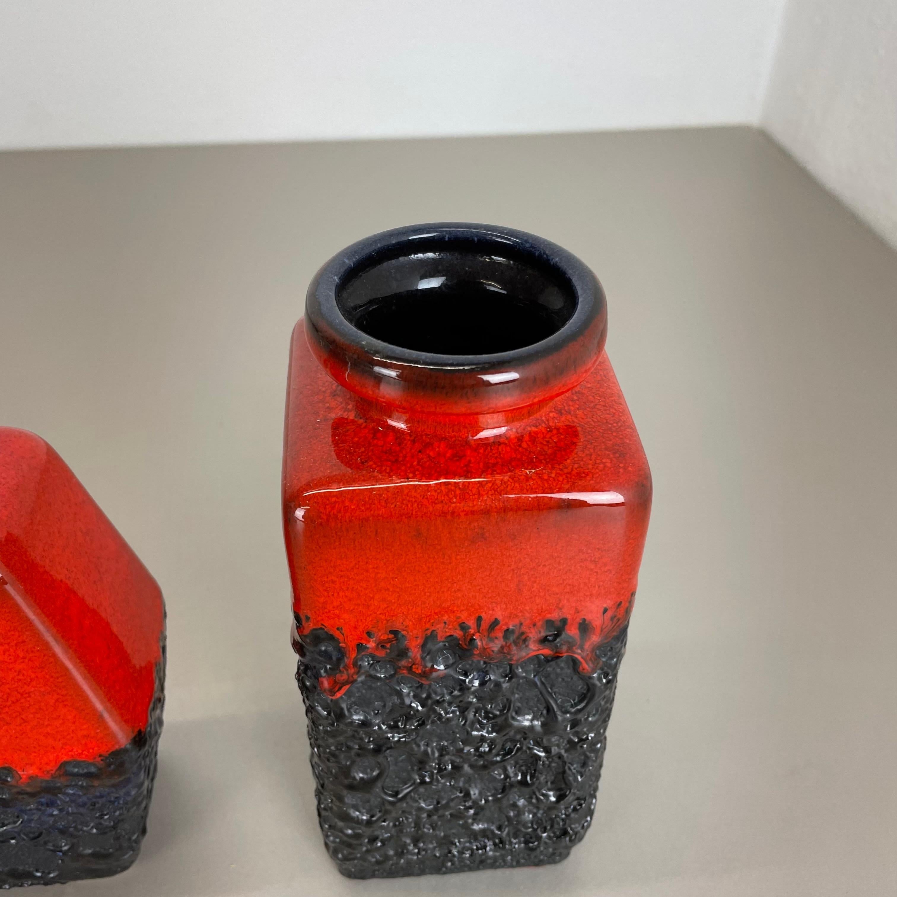 Set of Two Pottery Fat Lava Cubic Vases 