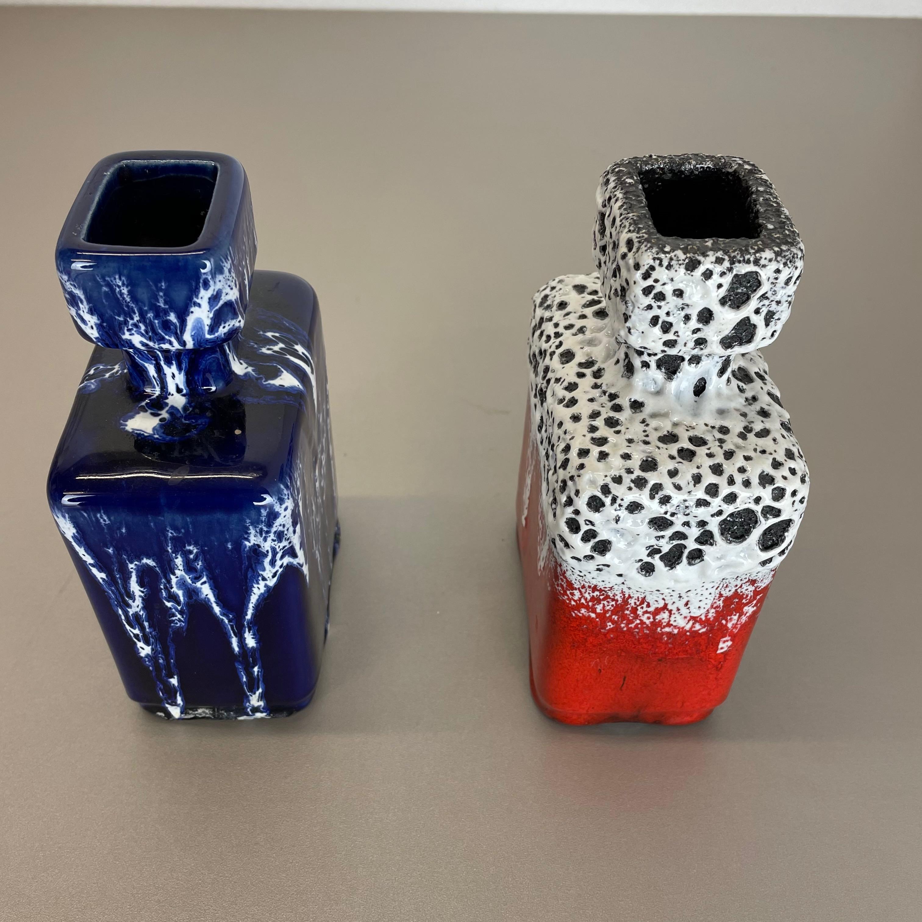 Set of Two Pottery Fat Lava Glaze WGP Vases 
