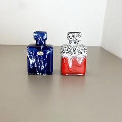 Set of Two Pottery Fat Lava Glaze WGP Vases "blue-red" by Jopeko, Germany, 1970s