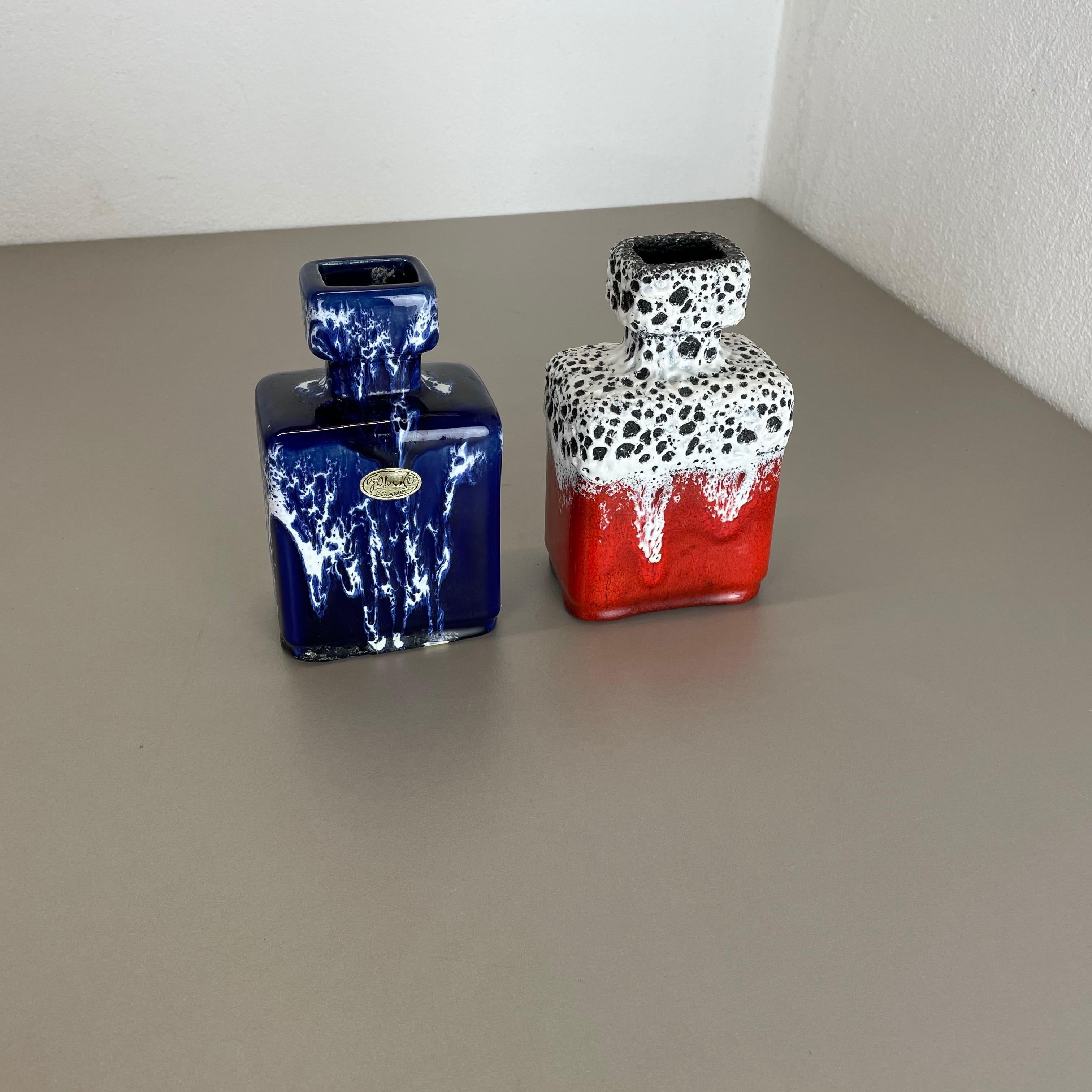 Mid-Century Modern Set of Two Pottery Fat Lava Glaze WGP Vases 