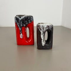 Set of two Pottery Fat Lava "HOLE" Vases by Übelacker Ceramics, Germany, 1970