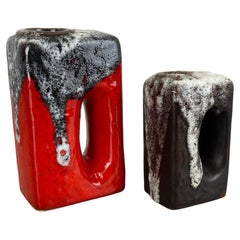 Set of two Pottery Fat Lava "HOLE" Vases by Übelacker Ceramics, Germany, 1970