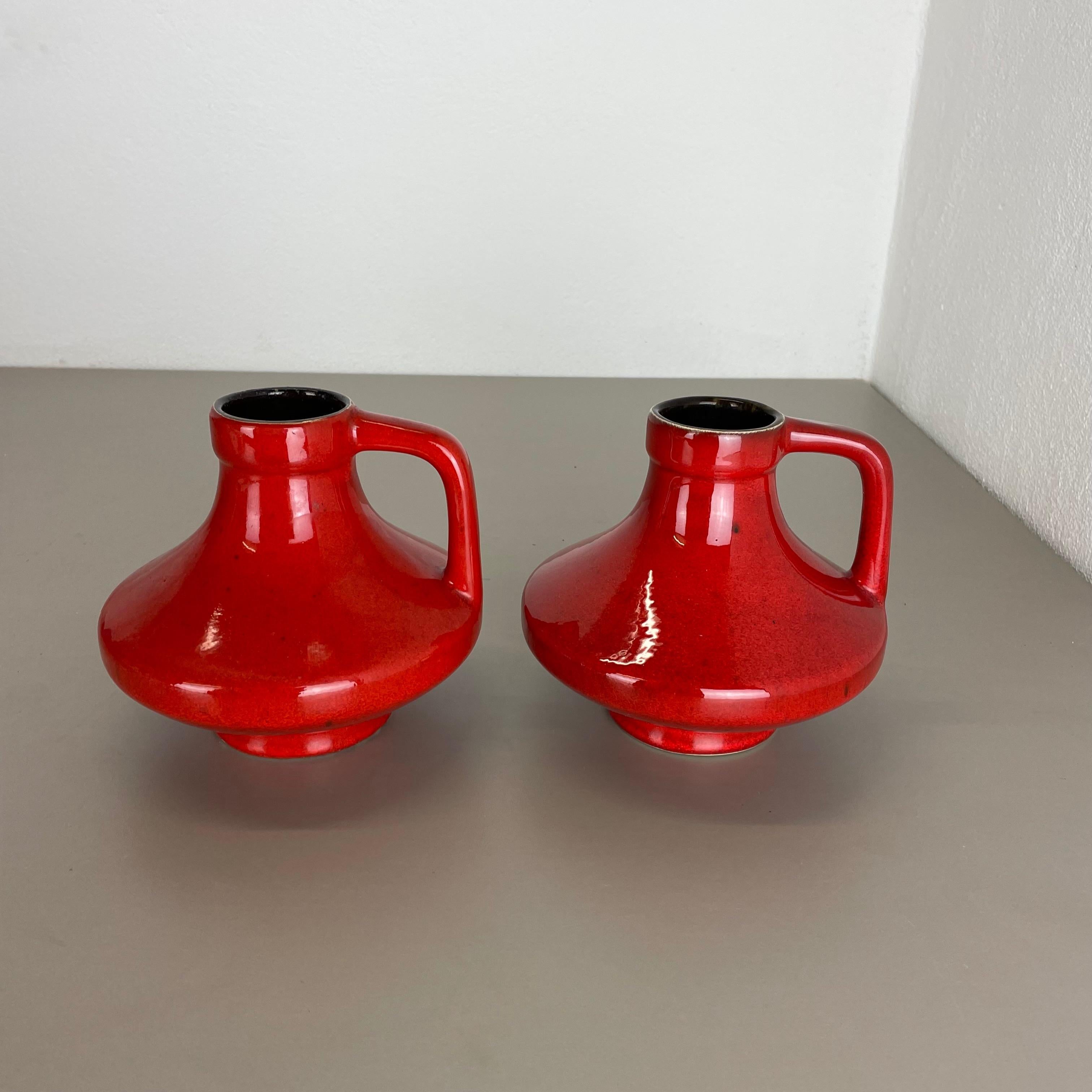 Mid-Century Modern Set of Two Pottery Fat Lava UFO Vases 